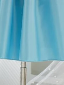 1 件女童优雅薄荷绿缎面派对礼服，配手工串珠蝴蝶结，无袖收腰喇叭形设计，适合夏季婚礼、派对 - 綠色 - 查看 6