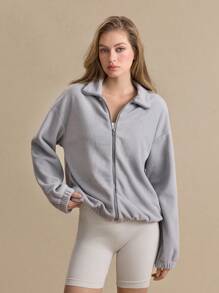 Jaqueta esportiva, moda minimalista casual para uso diário - Cinza - Ver 7