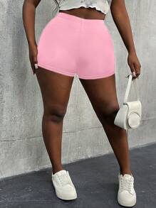 VaVaBold Skeleton Hand Print High Waist Short Leggings - Pink - View 5