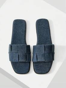 MOTF PREMIUM WOMEN COMFORT MINIMALIST WOVEN FLAT SANDALS SPRING SHOES SPRING BREAK EASTER - Blue - View 1