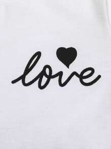 SHEIN Vintaside Kids 3Pcs/Set Baby Girl Comfy Soft Loose Casual Versatile Short Sleeve Tees Tops, Heart & "Love" Letter Print In Pink, White, Apricot, Suitable For Spring & Summer