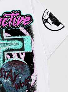 ROMWE MEN Street Life 男士图案印花短袖 T 恤，适合日常穿着，春夏季