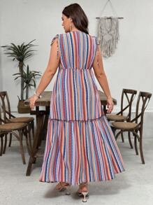 SHEIN VCAY Vestido casual minimalista para uso diario de talla grande - Multicolor - Ver 4