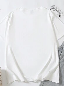 Calvaya 大码女式圆领 T 恤，带街景印花和英文字母印花，图案 T 恤，女式夏季上衣