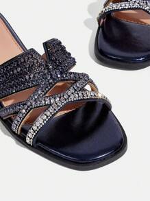 CUCCOO TILAWA Ombre Golden Glitters Rhinestone Embellished Casual Slip-On Slippers, Party Sandals Spring Shoes Spring Break Easter