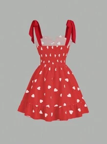 Sweetra Vestido corto de diario con estampado de corazón sencillo para mujer
