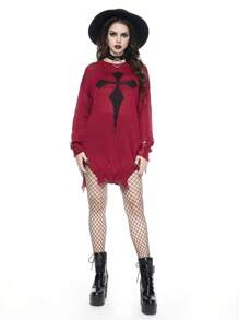 ROMWE Goth 简约休闲日常长袖套头毛衣