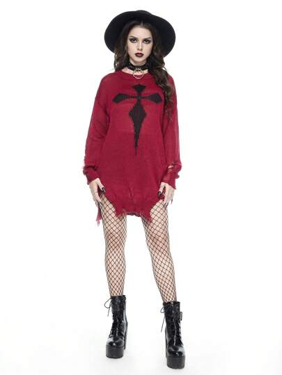 Goth pull à manches longues simple, décontracté et pour tous les jours