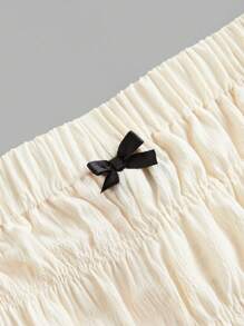 SHEIN MOD Tomato Girl Summer Kawaii Bow Women Ruched Micro Mini Shorts, Bloomers - Apricot - View 3