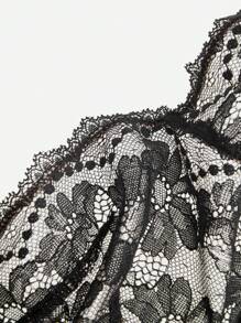 LUVLETTE 女士内衣休闲曲线半罩杯聚拢透气钢圈性感无衬里黑色蕾丝优雅网眼迷你文胸新娘内衣