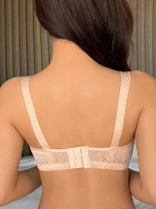 DAZY Soutien-gorge à armatures réglable avec fermeture frontale galbante et léger en jacquard pour femmes