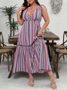 SHEIN VCAY Vestido casual minimalista para uso diario de talla grande - Multicolor - Ver 2