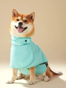 PETSIN 1 buah Jas Hujan Hewan Peliharaan, Blok Warna Hijau Mint & Merah Muda, Berkerudung, Kerah Tinggi, Pinggiran Reflektif, Tahan Angin, Gesper yang Dapat Diatur, Tahan Air, Cocok Untuk Anjing - MultiWarna - View 6