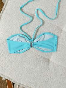 SHEIN Swim Sexy Damen Strand Bikini-Oberteil mit Neckholder, metallische Stern-Deko Boho Strandmode Festival, Sommer Outfits