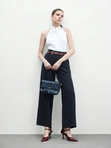 CUCCOO BIZCHIC Women's 2024 New Pointed Toe Thin Strappy Flat Sandals, Stylish And Simple Design, Comfortable To Wear, Suitable For Dresses And High Heels, Spring/Autumn 2024 - Burgundy - View 2