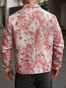 Manfinity Homme Men's Long Sleeve Floral Jacquard Shacket - Pink - View 6