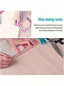 1 件/1 套法国曲线公制尺套装，缝纫测量裁缝绘图模板工艺工具，法国公制尺曲线尺，缝纫尺，裁缝工具，缝纫工具裁缝尺多功能适用于 DIY 或服装制版 - 白色 - 查看 2