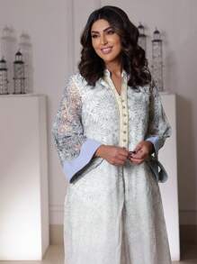 Al Najma Gaun Kasual Lengan Panjang Wanita Warna Polos Motif Patchwork, Gaya Minimalis - MultiWarna - View 3