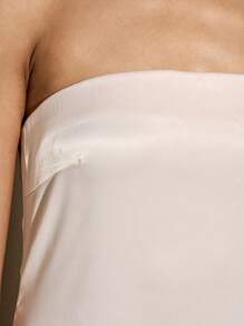 AiiRZ Đầm Maxi Satin Không Dây Thanh Lịch Đầm Dạ Hội Bandeau Dự Tiệc Cưới Khách Trang Trọng Dài Đến Sàn Không Tay Quyến Rũ Dạ Hội Ngày Lễ Dịp Đặc Biệt - Màu be - Xem 6