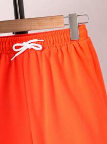 2pcs/Set Tween Boys Beach Holiday West Coast Graphic Print Round Neck Short Sleeve T-Shirt And Drawstring Sports Shorts, Spring/Summer