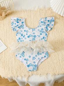 Baby Girls' Random Print One-Piece Swimsuit - Multicolor - View 3