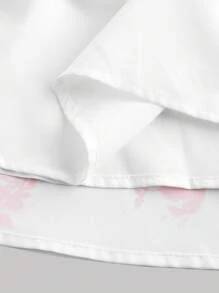 SHEIN MOD 布里奇顿风格浅粉色和白色花卉印花吊带连衣裙，V 领，腰带和褶皱，派对礼服，布里奇顿风格，舒适连衣裙，挤奶女工连衣裙 - 淺粉色 - 查看 4