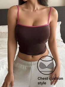 DAZY Contrast Trim Built-In Padded Camisole Top