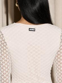 AiiRZ 优雅长袖锁孔长裙新娘送礼会婚礼宾客招待会蜜月蕾丝细节晚礼服特殊场合及地长款 - 卡其色 - 查看 4