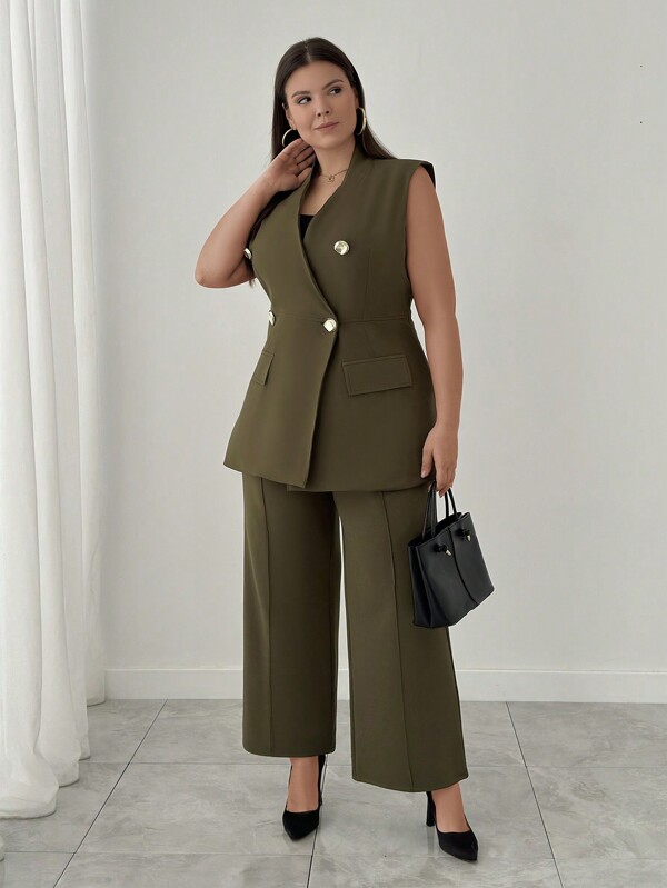 EURMUSE Plus Size Elegant Pak Set Met Broek En