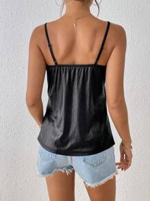 Chiquease 女士夏季金属扣可调节派对和休闲吊带背心 - 黑色 - 查看 2