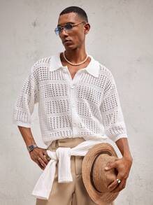 AKNOTIC Business Casual Cárdigan de punto de manga larga con hombros caídos y abertura frontal para hombre, adecuado para uso diario en otoño e invierno - Blanco - Ver 2