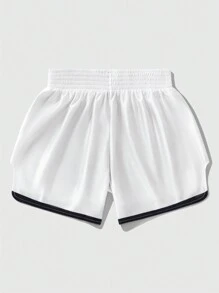 ROMWE MEN Street Life Men's Angel Print Elastic Waist Loose Casual Boxing Shorts, Suitable For Daily Wear In Spring/Summer - White - View 2