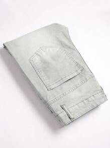 Manfinity Homme Plus Size Men Casual Front Button Pocket Distressed Denim Jeans - Grey - View 5