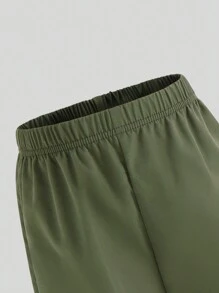 SHEIN 年轻女孩简约时尚休闲日常抽绳短袖连体裤套装 - 灰色 - 查看 4