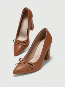 CUCCOO BIZCHIC New Chunky Heel Pointed Toe Slip-On Casual/Work Shoes For Women, Black, Spring/Autumn