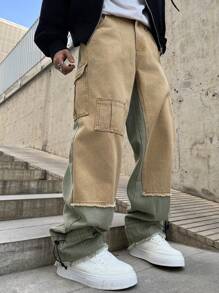 Manfinity EMRG Men's Button Front Pocket Casual Loose Jeans - Multicolor - View 8