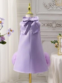 SHEIN Leap Crew 年轻女孩纯色圆领无袖 A 字裙 - 紫色 - 查看 2