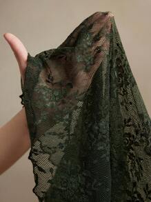 Anewsta Women's Lace Sheer Elegant Thumb Hole Blouse, Suitable For Holiday Party Attire - Dark Green - View 5