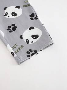 Cozy Pixies 2pcs/Set Baby Boy Cartoon Bear Pattern Lapel Shirt And Elastic Waist Shorts Set