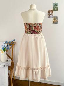 Soleia Plus Size Damska Elastyczna Talia Koronkowa Patchworkowa Spódnica A-Line, Styl Wakacyjny Na Wsi