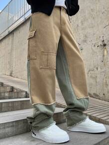 Manfinity EMRG Men's Button Front Pocket Casual Loose Jeans - Multicolor - View 4