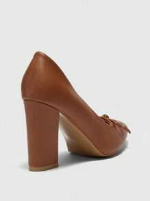 CUCCOO BIZCHIC New Chunky Heel Pointed Toe Slip-On Casual/Work Shoes For Women, Black, Spring/Autumn