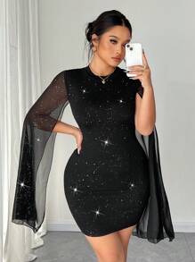 Celure Plus Size Casual Simple Fashion Daily Dress - Black - View 4