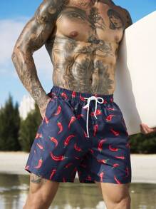 Surfspeed Men's Casual Minimalist Beach Shorts, Daily Wear Man Swim Trunks - Navy Blue - View 6