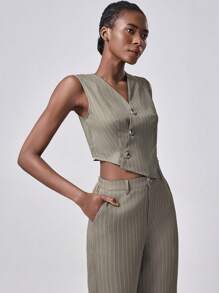 Lumivelle Women Single Breasted Vest And Pants Casual Suit