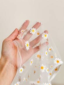 LMoss Kids Young Girl Ditsy Floral Mesh Round Neck Cropped T-Shirt - White - View 6