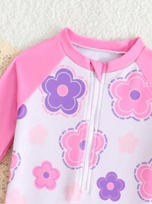 SHEIN Baby Girl Swimwear / Random Printed / One-Piece Swimsuit - Multicolor - View 3