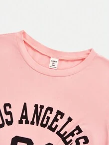 2pcs/Set Teenage Girls Retro American Style Leopard Print T-Shirt And Pants Set - Pink - View 5