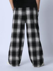SUMWON Wide Leg Plaid Check Pants Relaxed Fit Casual Drawstring Streetwear Skater Style All-Season Comfortable Everyday Wear Youth Fashion - Multicolor - View 5