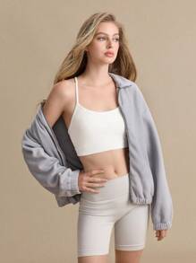 Jaqueta esportiva, moda minimalista casual para uso diário - Cinza - Ver 3